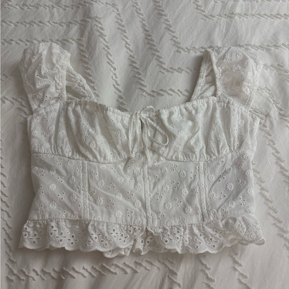 White Eyelet Lace Women's Top